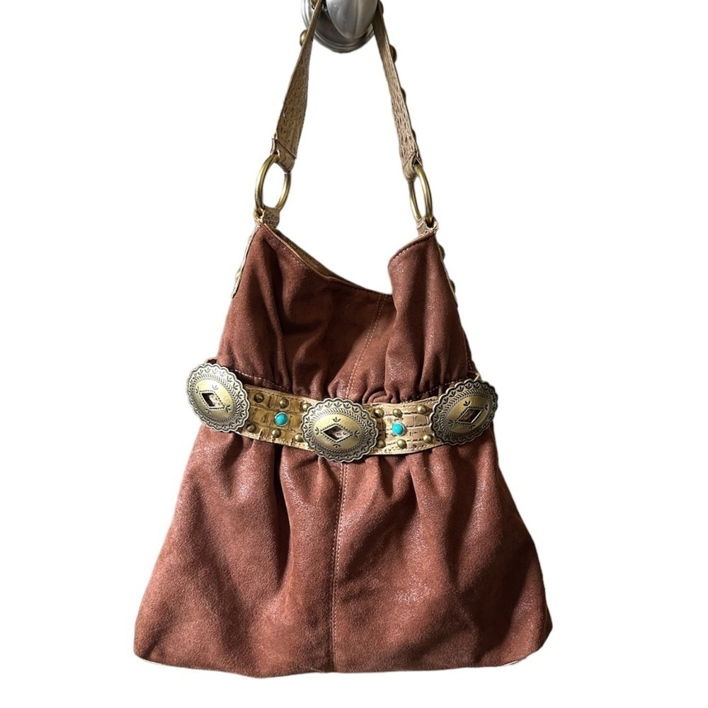 Kathy Van Zeeland Western Boho Handbag with Turquoise Embellishment